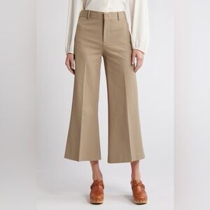 Frame Le Palazzo High Waist Crop Pants Beige Tan Sz 14 Neutral Closet Staple